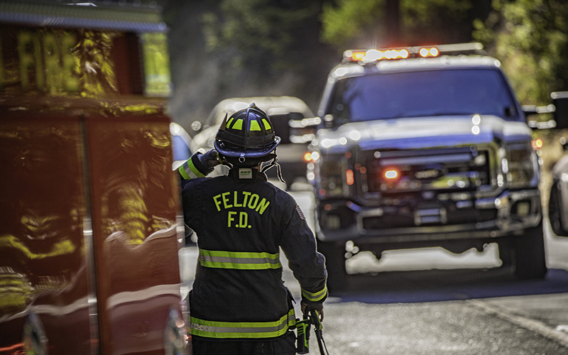 Rear view of a Felton Fire Department engine